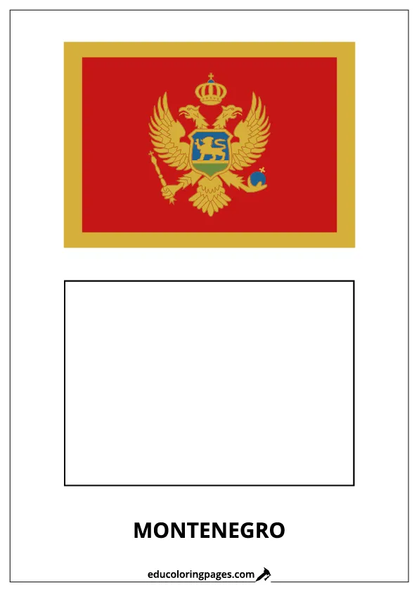 Montenegro Flag Coloring Page (Montenegro) – Bilingual