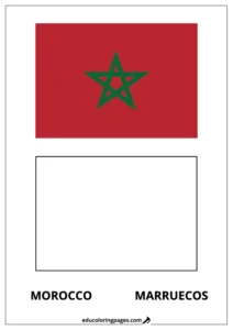 Morocco Flag Coloring Page (Marruecos) – Bilingual