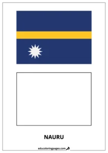 Nauru Flag Coloring Page (Nauru) – Bilingual