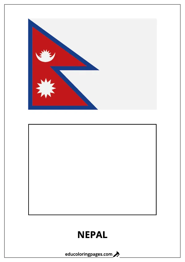 Nepal Flag Coloring Page (Nepal) – Bilingual