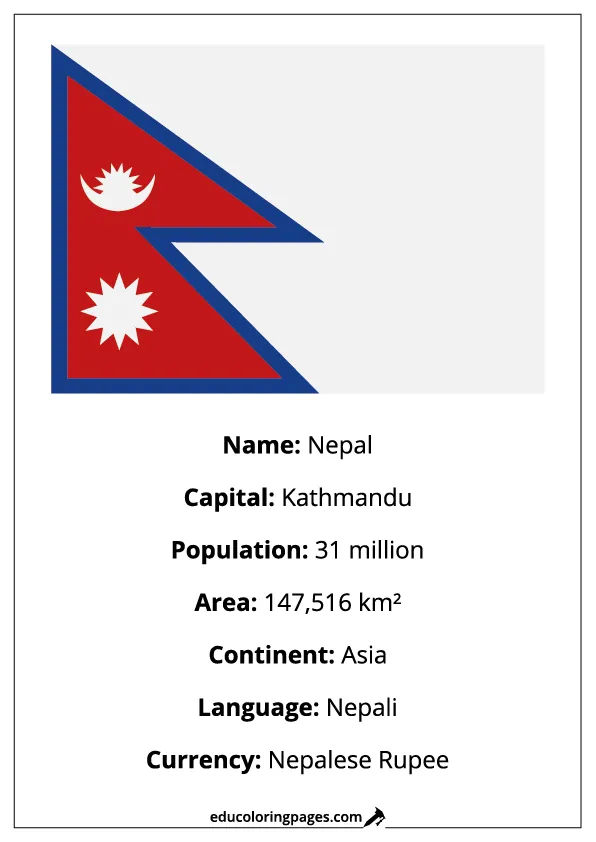 Nepal Flag Country Facts Educational