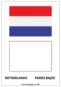 Netherlands Flag Coloring Page (Países Bajos) – Bilingual