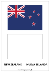 New Zealand Flag Coloring Page (Nueva Zelanda) – Bilingual