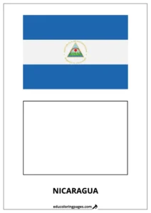 Nicaragua Flag Coloring Page (Nicaragua) – Bilingual