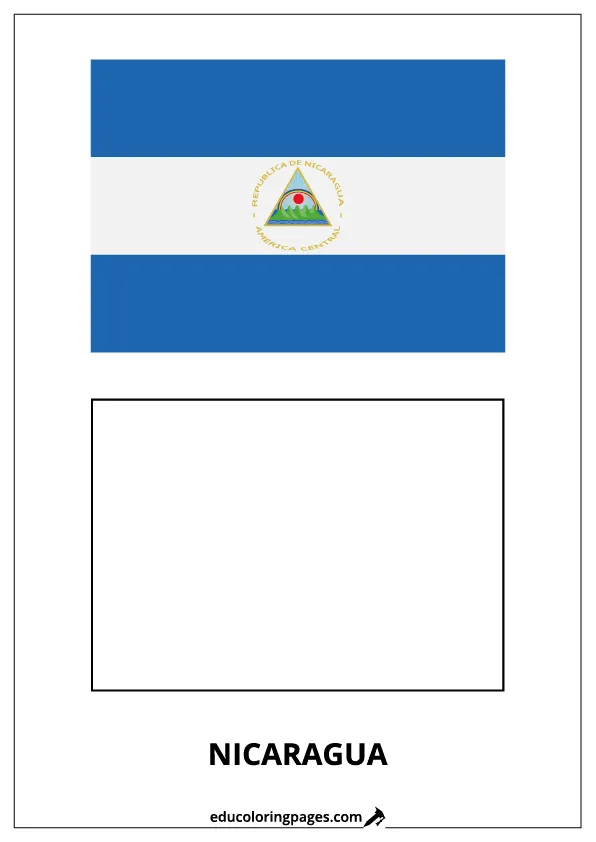 Nicaragua Flag Coloring Page (Nicaragua) – Bilingual
