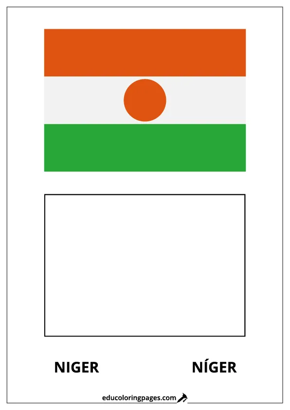 Niger Flag Coloring Page (Níger) – Bilingual