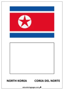 North Korea Flag Coloring Page (Corea del Norte) – Bilingual