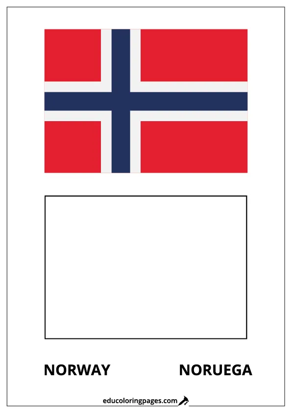 Norway Flag Coloring Page (Noruega) – Bilingual
