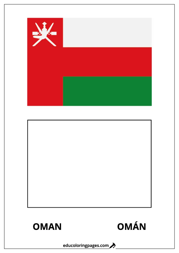 Oman Flag Coloring Page (Omán) – Bilingual