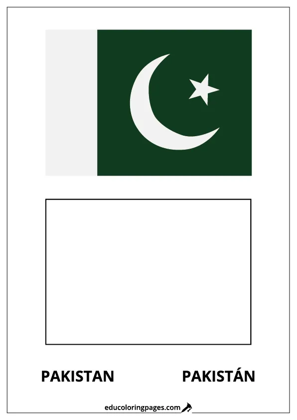 Pakistan Flag Coloring Page (Pakistán) – Bilingual