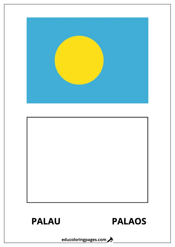 Palau Flag Coloring Page (Palaos) – Bilingual