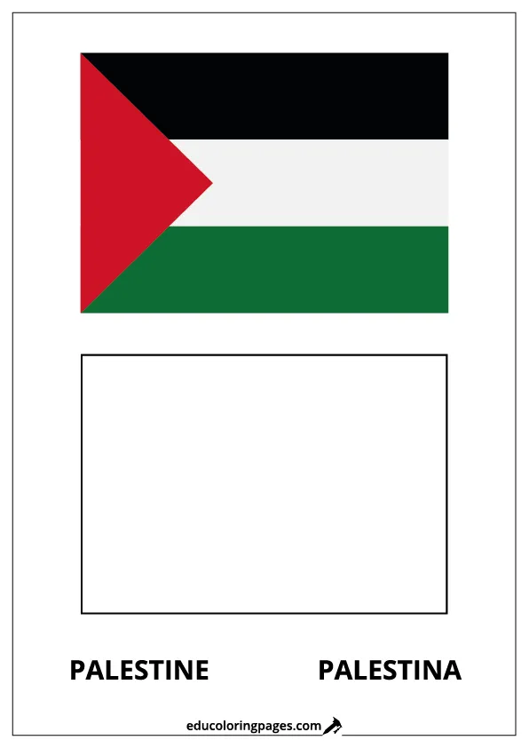 Palestine Flag Coloring Page (Palestina) – Bilingual
