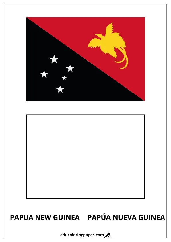 Papua New Guinea Flag Coloring Page (Papúa Nueva Guinea) – Bilingual