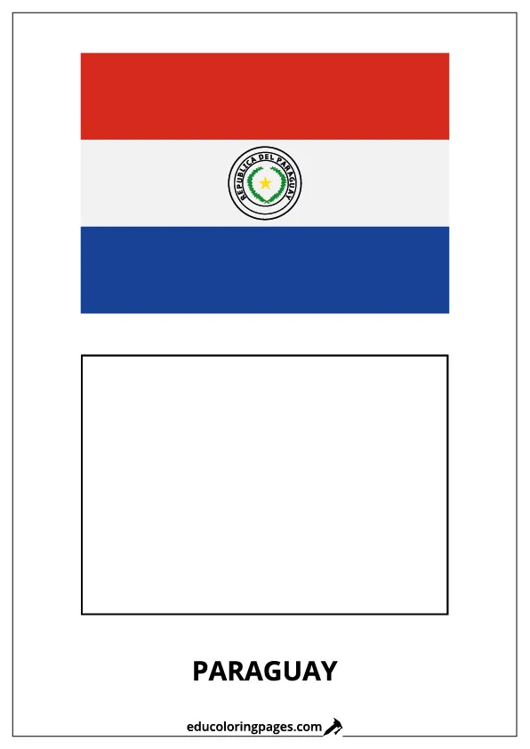 Paraguay Flag Coloring Page (Paraguay) – Bilingual