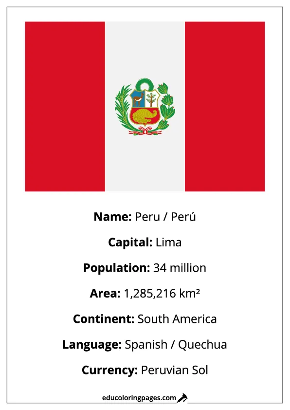 Peru Flag Country Facts Educational