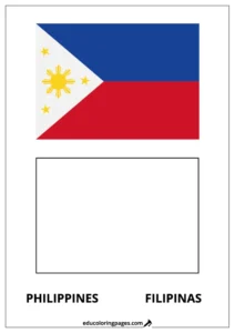 Philippines Flag Coloring Page (Filipinas) – Bilingual