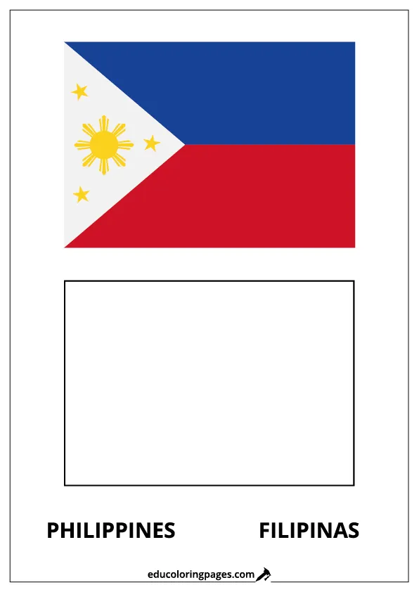 Philippines Flag Coloring Page (Filipinas) – Bilingual