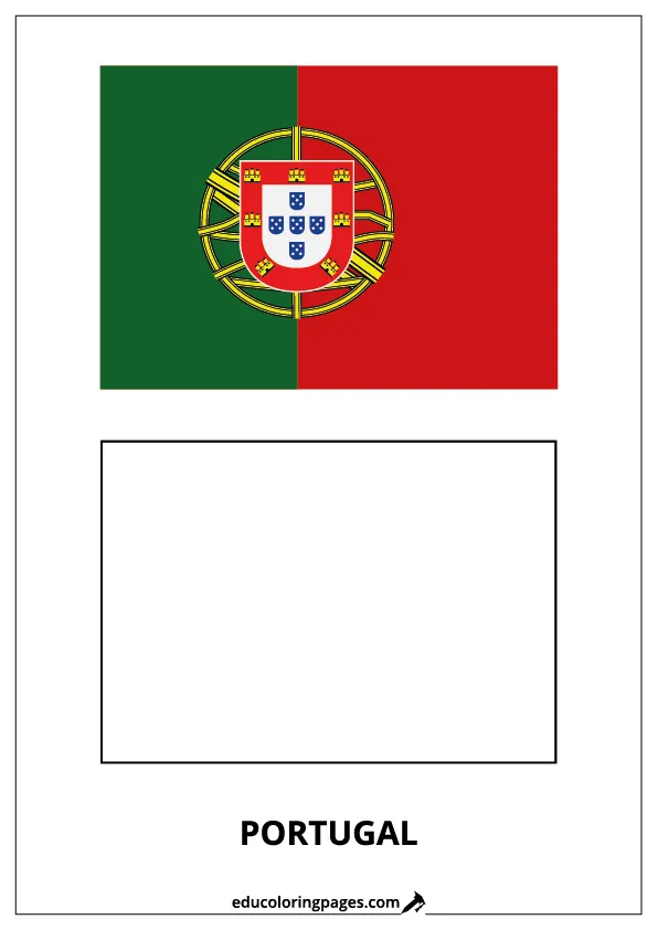 Portugal Flag Coloring Page (Portugal) – Bilingual