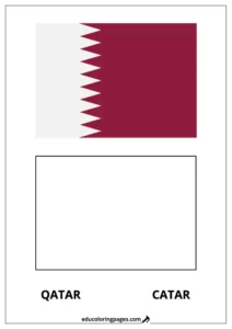 Qatar Flag Coloring Page (Catar) – Bilingual