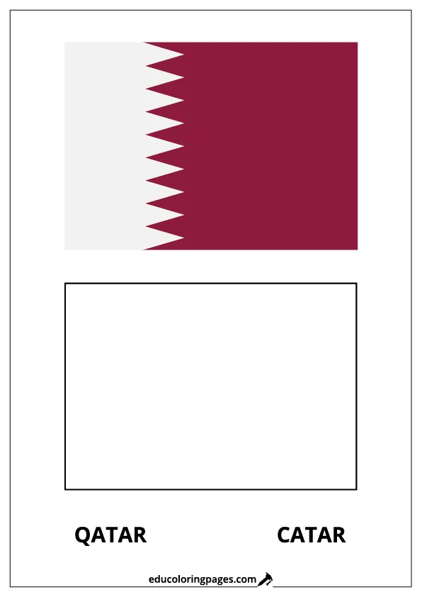 Qatar Flag Coloring Page (Catar) – Bilingual