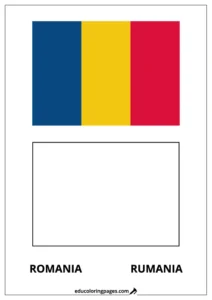 Romania Flag Coloring Page (Rumanía) – Bilingual