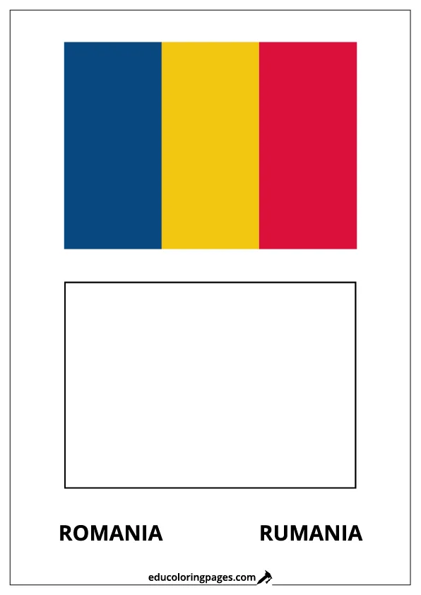 Romania Flag Coloring Page (Rumanía) – Bilingual