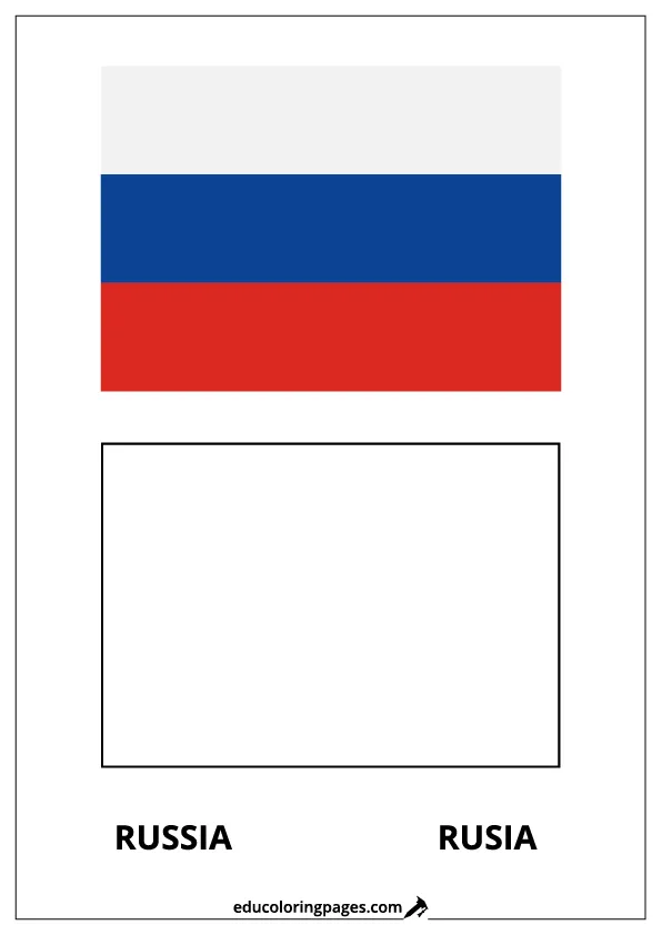 Russia Flag Coloring Page (Rusia) – Bilingual
