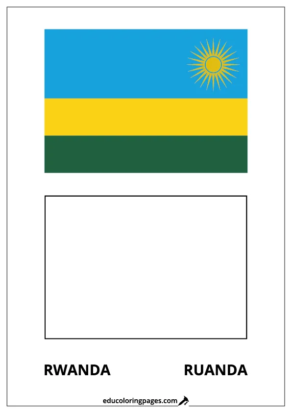 Rwanda Flag Coloring Page (Ruanda) – Bilingual
