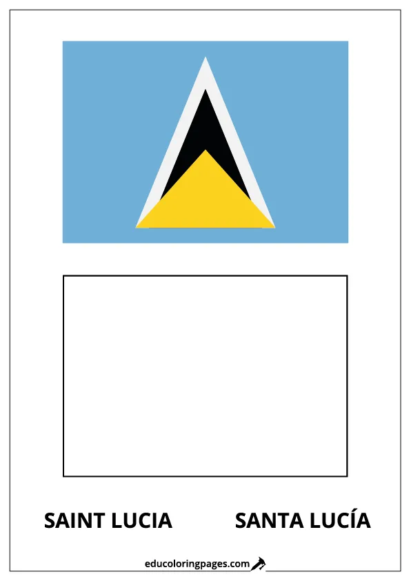 Saint Lucia Flag Coloring Page (Santa Lucía) – Bilingual