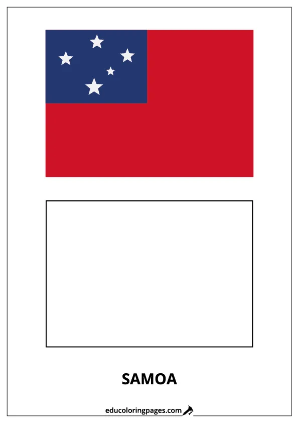 Samoa Flag Coloring Page (Samoa) – Bilingual