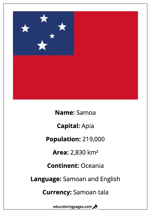 Samoa Flag Country Facts Educational