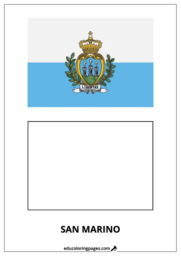 San Marino Flag Coloring Page (San Marino) – Bilingual