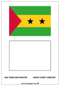 São Tomé and Príncipe Flag Coloring Page (Santo Tomé y Príncipe) – Bilingual