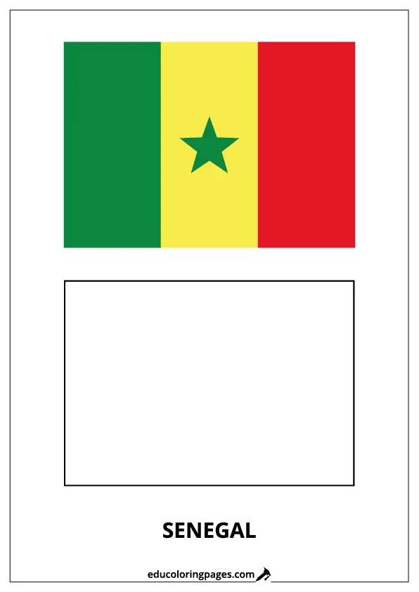 Senegal Flag Coloring Page (Senegal) – Bilingual