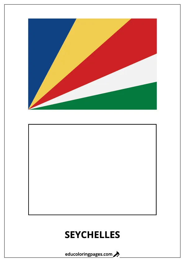 Seychelles Flag Coloring Page (Seychelles) – Bilingual