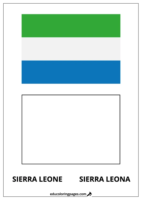Sierra Leone Flag Coloring Page (Sierra Leona) – Bilingual
