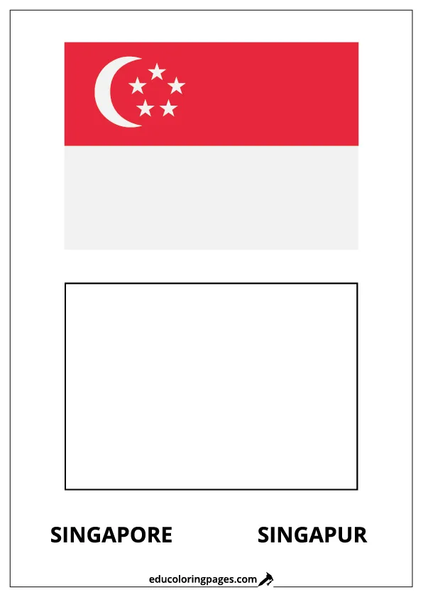 Singapore Flag Coloring Page (Singapur) – Bilingual