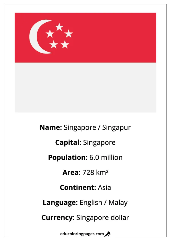 Singapore Flag Country Facts Educational