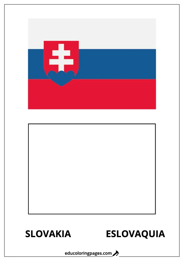 Slovakia Flag Coloring Page (Eslovaquia) – Bilingual
