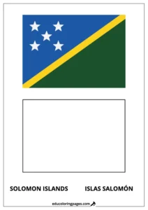 Solomon Islands Flag Coloring Page (Islas Salomón) – Bilingual