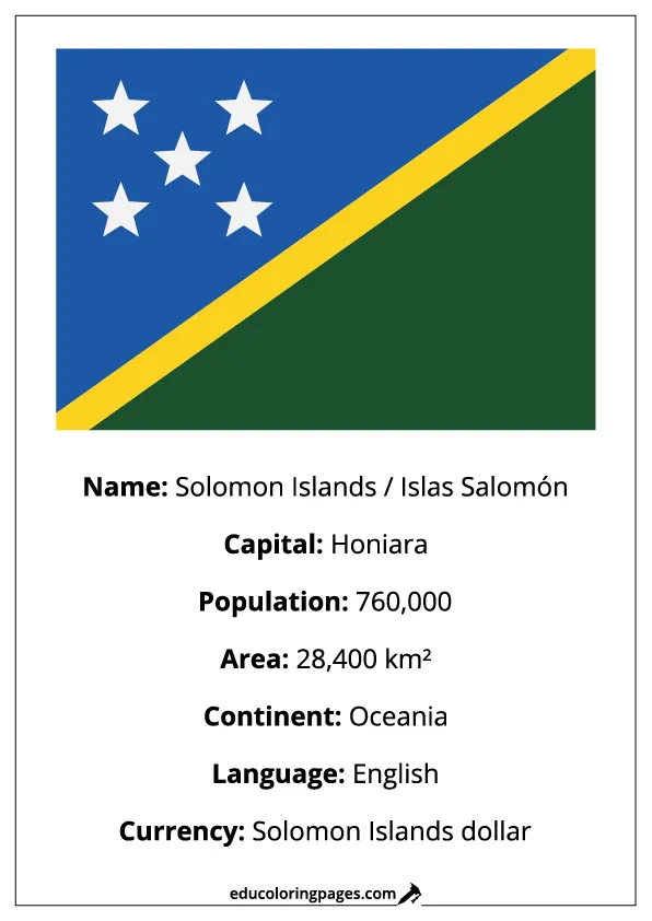 Solomon Islands Flag Country Facts Educational