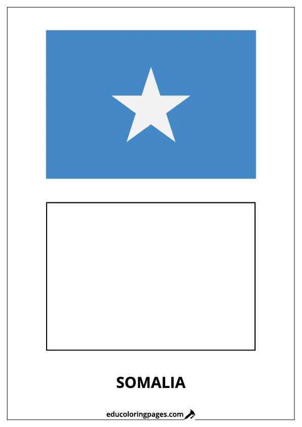 Somalia Flag Coloring Page (Somalia) – Bilingual