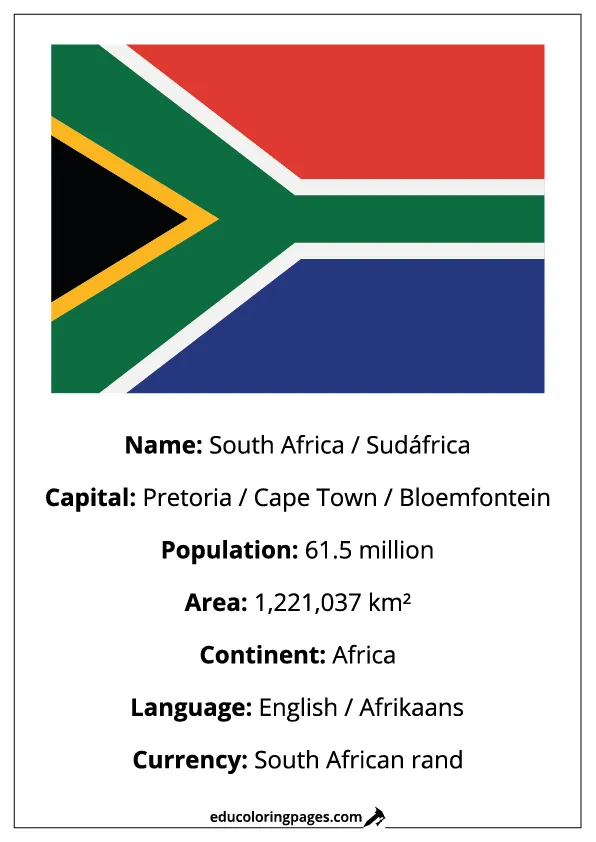 South Africa Flag Country Facts Educational
