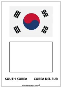 South Korea Flag Coloring Page (Corea del Sur) – Bilingual