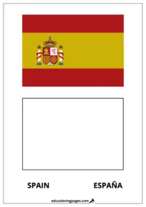 Spain Flag Coloring Page (España) – Bilingual