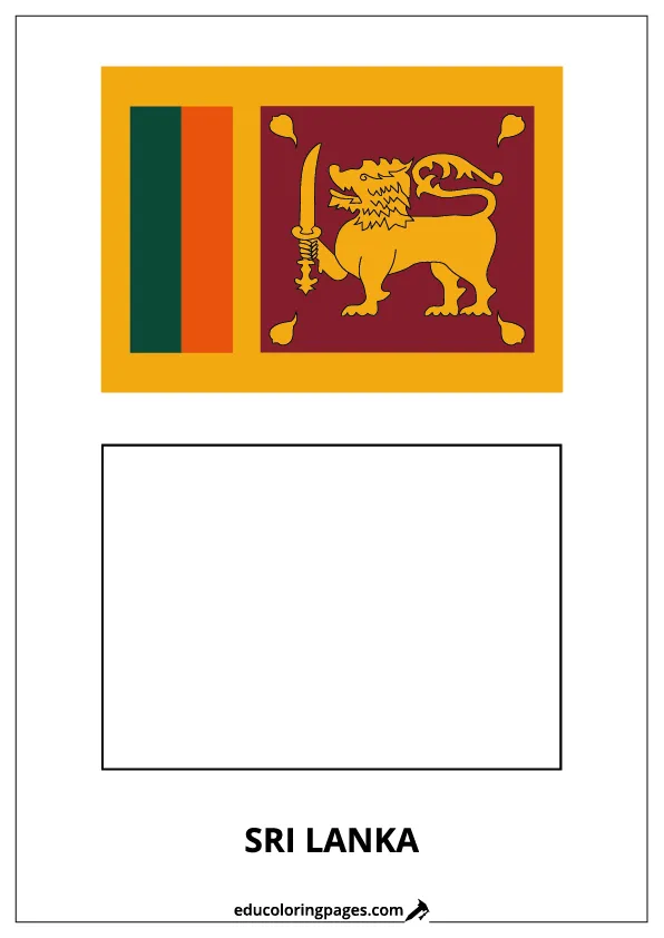Sri Lanka Flag Coloring Page (Sri Lanka) – Bilingual