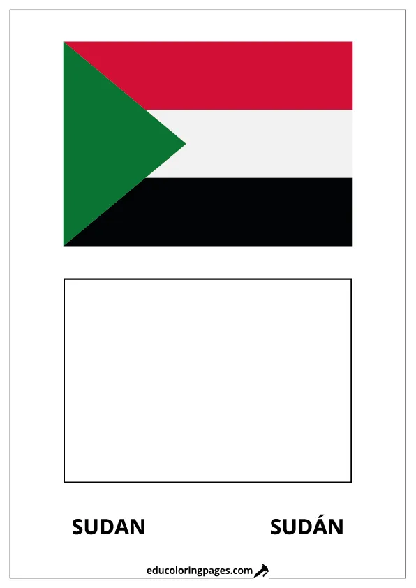 Sudan Flag Coloring Page (Sudán) – Bilingual