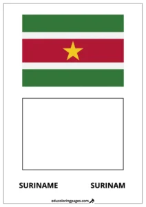 Suriname Flag Coloring Page (Surinam) – Bilingual