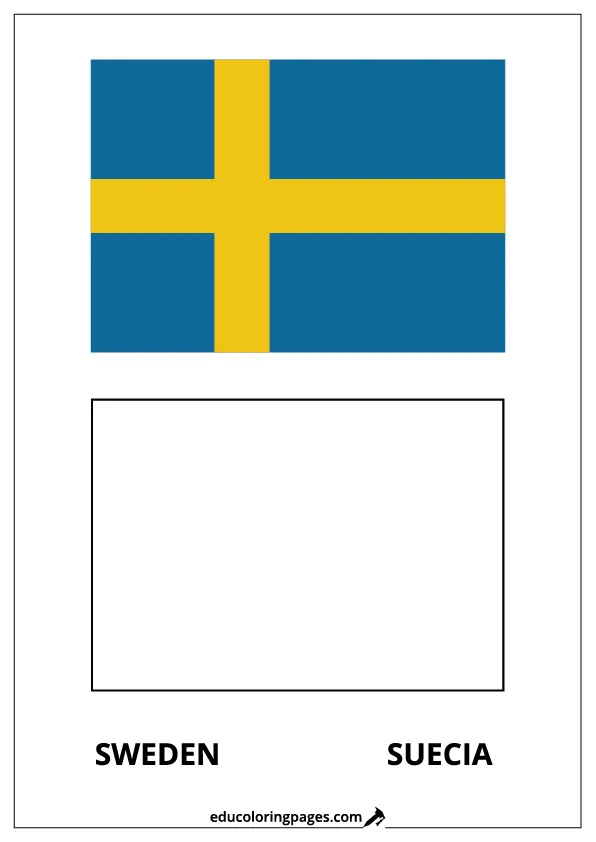 Sweden Flag Coloring Page (Suecia) – Bilingual