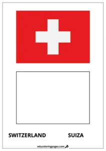 Switzerland Flag Coloring Page (Suiza) – Bilingual